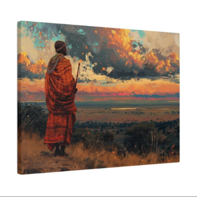 Savannah Horizon – Maasai Sunset Canvas Painting